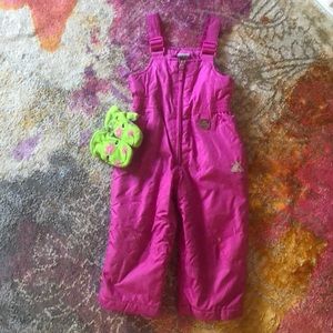 ZeroXposur Pink Snow Pants and Green Princess Frog Mittens (40)